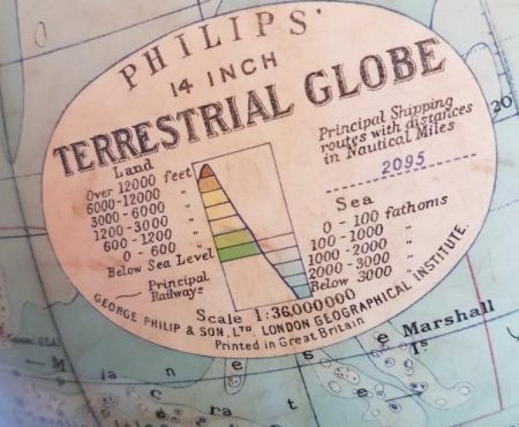 Superb Antique 1930's Phillips Plaster Terrestrial Globe - Image 2