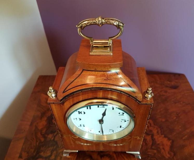 Edwardian Inlaid Satinwood Mantel Clock - Image 4
