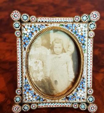 Superb 19 Century Miniature Micro Mosaic Photo Frame