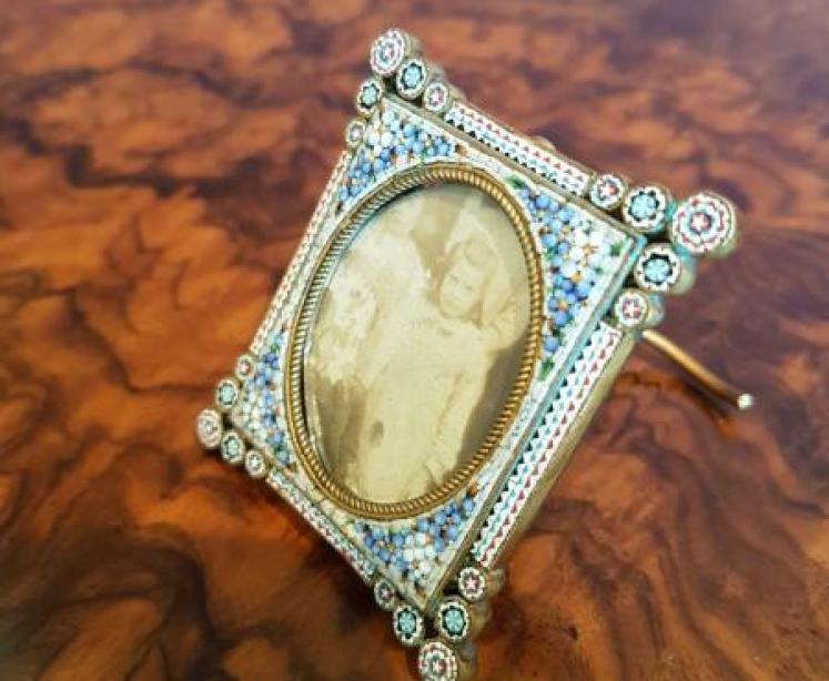 Superb 19 Century Miniature Micro Mosaic Photo Frame - Image 2