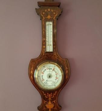 Quality Small Edwardian Inlaid Rosewood Barometer