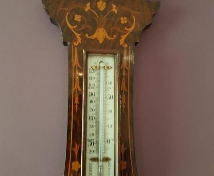 Quality Small Edwardian Inlaid Rosewood Barometer - Image 2