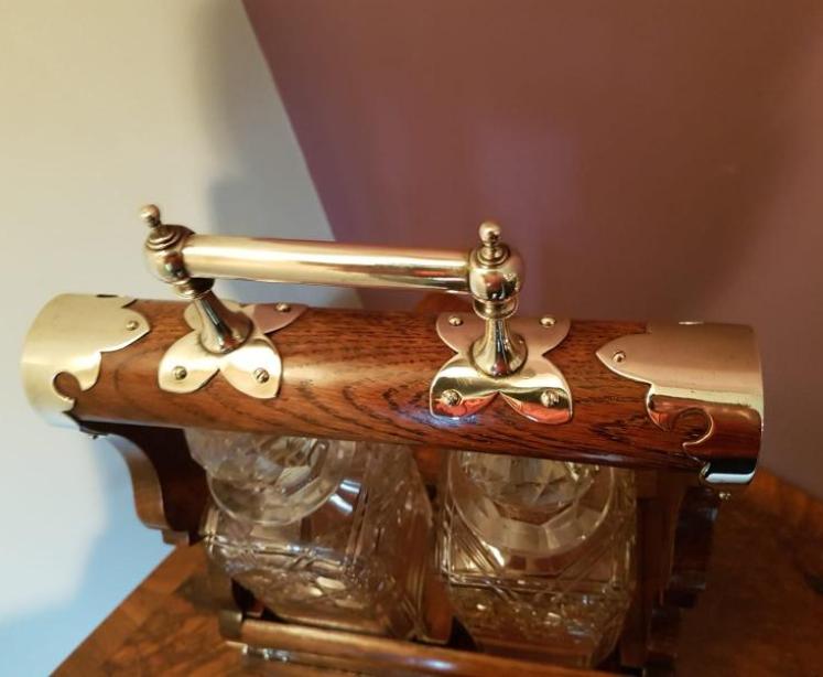 Top Quality Mid Victorian Antique Two Bottle Tantalus - Image 5