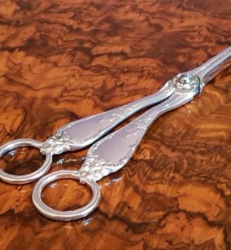 Rare Pair of Early Victorian Solid Silver Grape Scissors