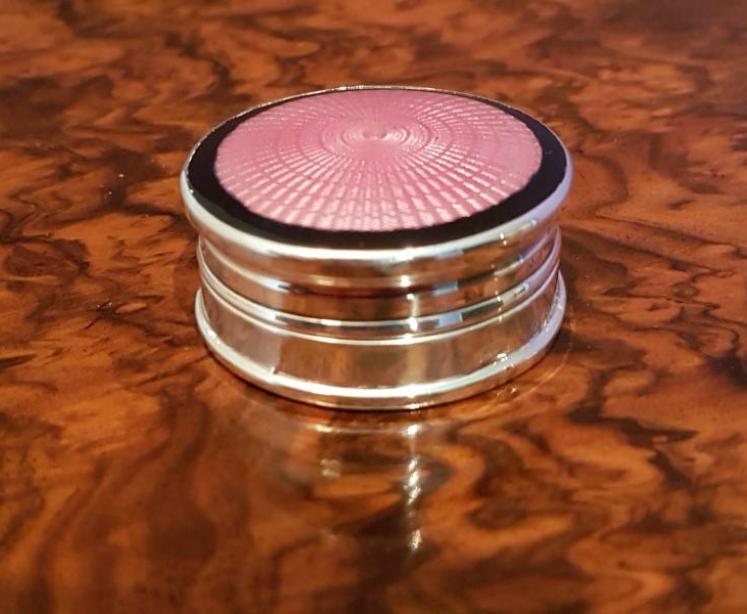 George V Period Antique Silver & Pink Enamel Box - Image 1