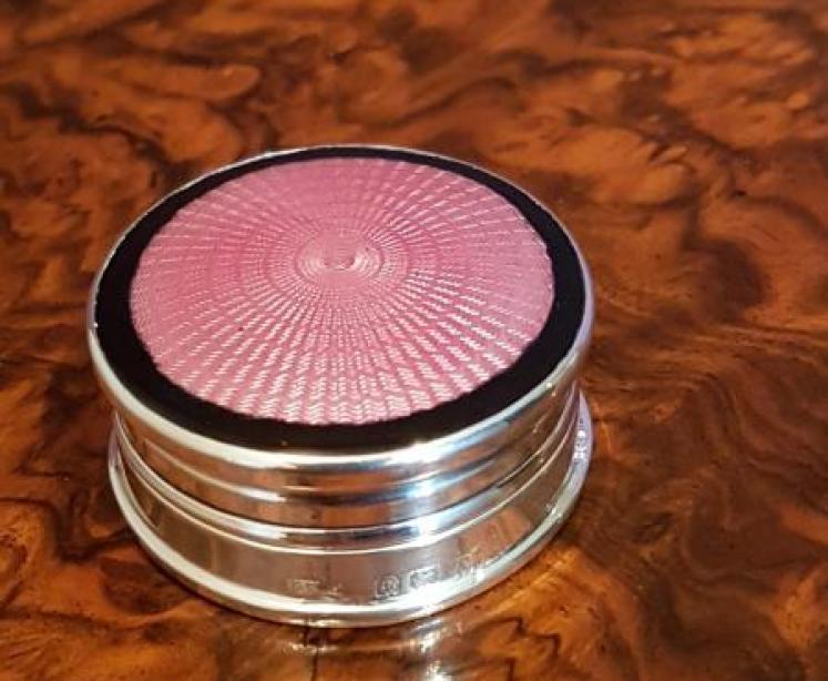 George V Period Antique Silver & Pink Enamel Box - Image 2