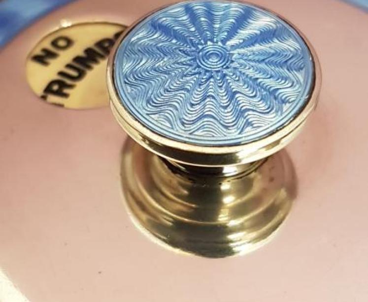 Unusual Antique Silver and Blue Enamel Trump Marker - Image 4