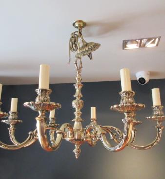Edwardian Antique Cast Bronze Eight Arm Chandelier