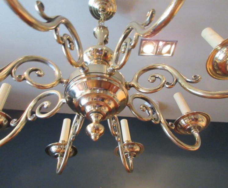 Edwardian Antique Cast Bronze Eight Arm Chandelier - Image 2