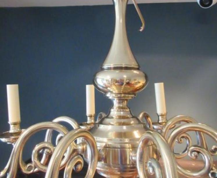 Edwardian Antique Cast Bronze Eight Arm Chandelier - Image 3