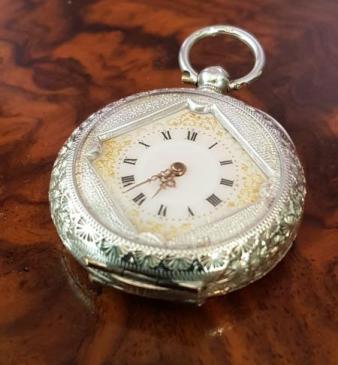 Immaculate Victorian Engraved Swiss Silver Fob Watch