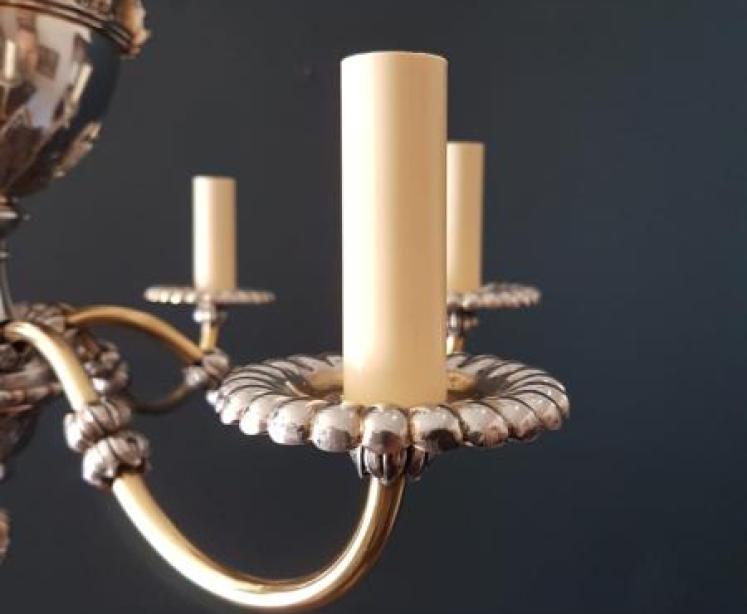 Quality Decorative 1920's Brass & Nickel Plated Chandelier - Image 2