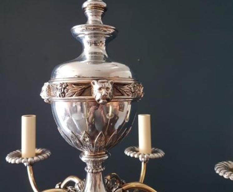 Quality Decorative 1920's Brass & Nickel Plated Chandelier - Image 3