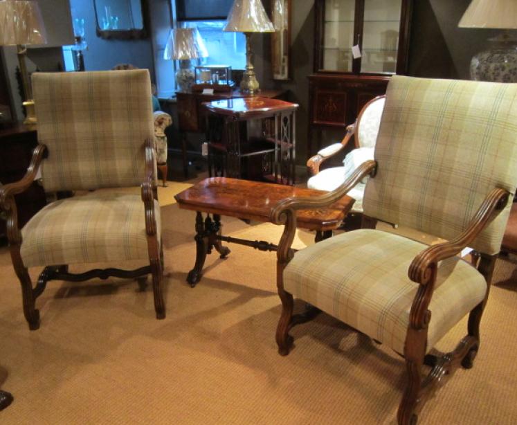 Fine Pair of Mid Victorian Walnut Upholstered Armchairs - Image 1