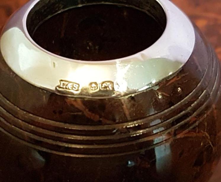 Levi & Saloman Serpentine Marble Match Holder With Silver Rim - Image 3