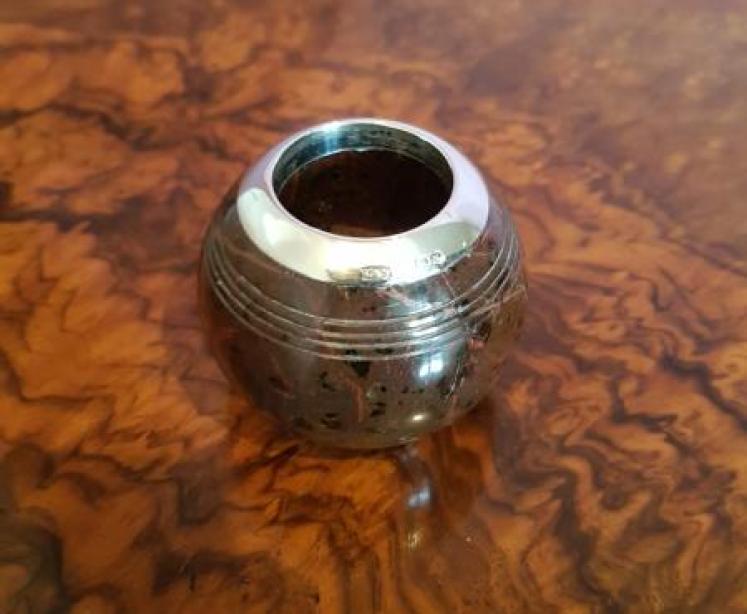 Levi & Saloman Serpentine Marble Match Holder With Silver Rim - Image 4