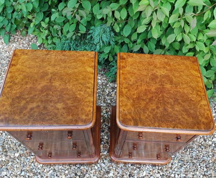 Pair of Top Quality Victorian Burr Walnut Bedside Chests - Image 3