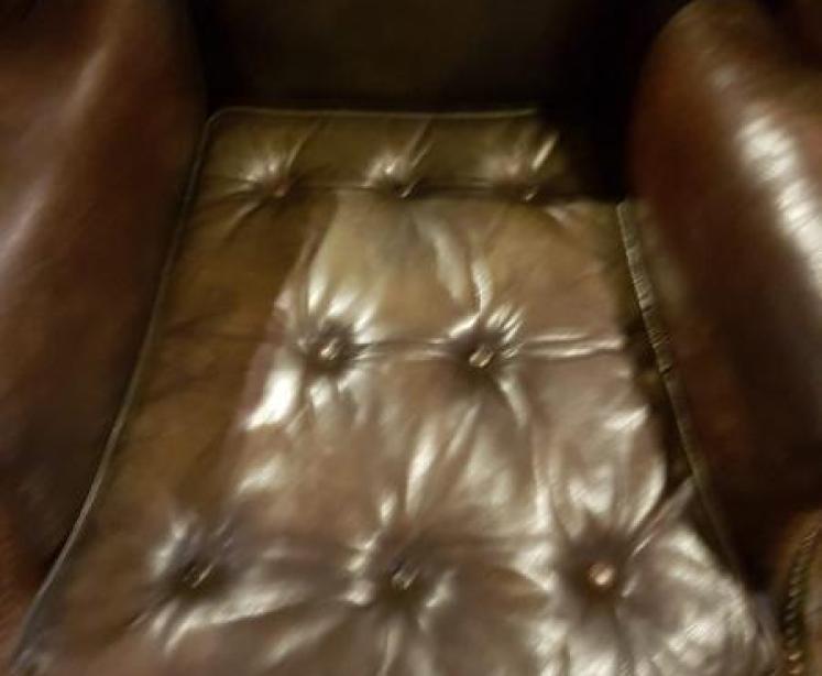 Original Antique 1920's Leather Wing Back Arm Chair - Image 3