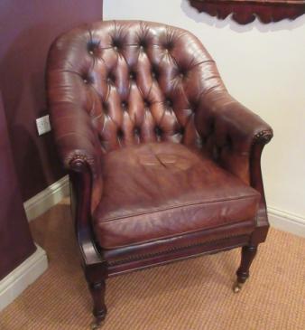 1930's Leather Buttoned Back Armchair