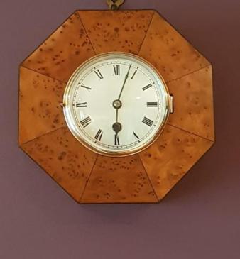 Late Victorian Antique Burr Yew Library Wall Clock