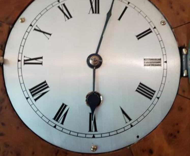 Late Victorian Antique Burr Yew Library Wall Clock - Image 2