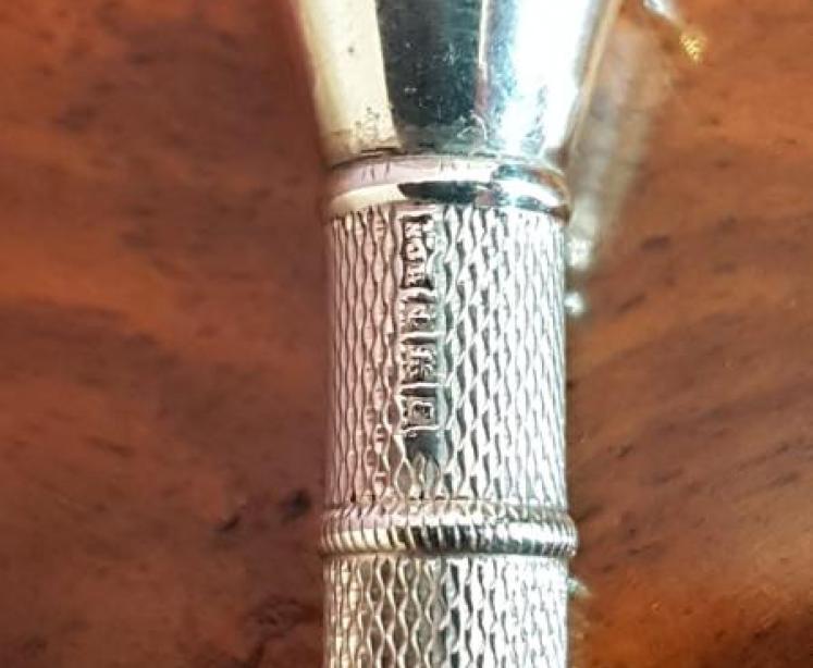 Silver Engine Turned Hunting Horn Cigar Piercer - Image 2