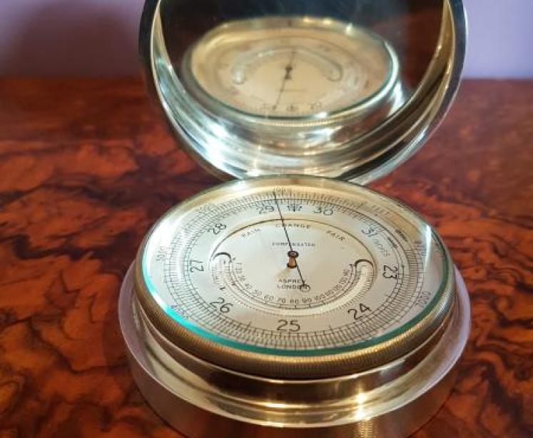 Superb Antiques Aspreys Solid Silver Desk Top Barometer Paperweight  - Image 1