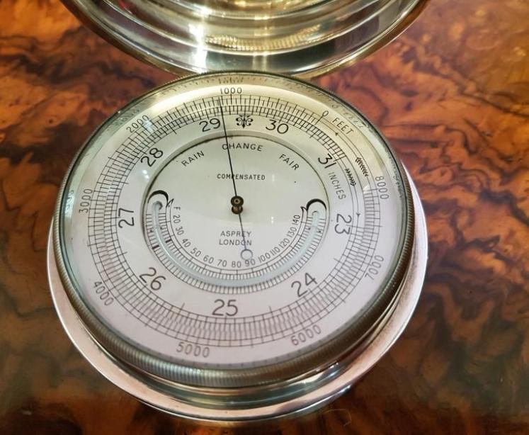 Superb Antiques Aspreys Solid Silver Desk Top Barometer Paperweight  - Image 3
