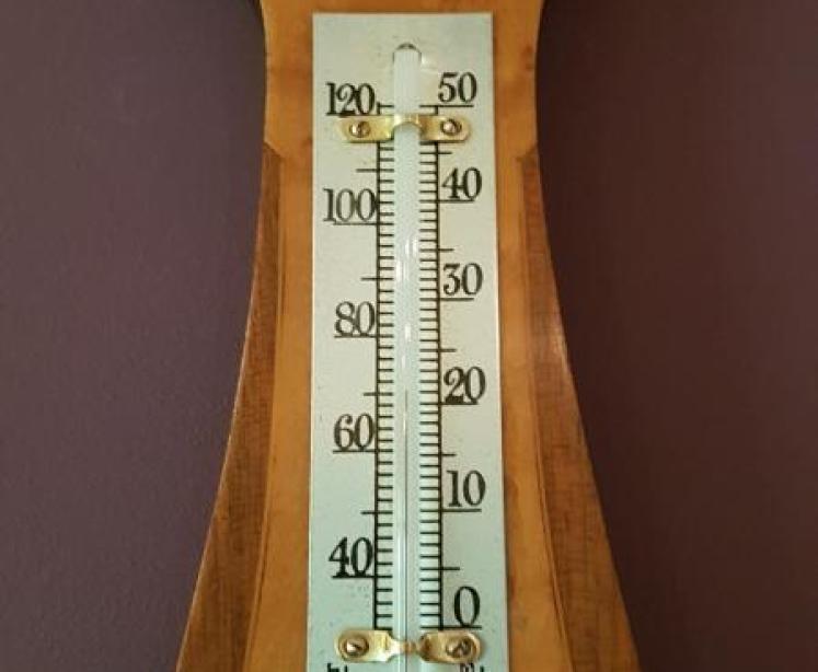 Small Antique Yew & Walnut Cased Banjo Barometer - Image 3