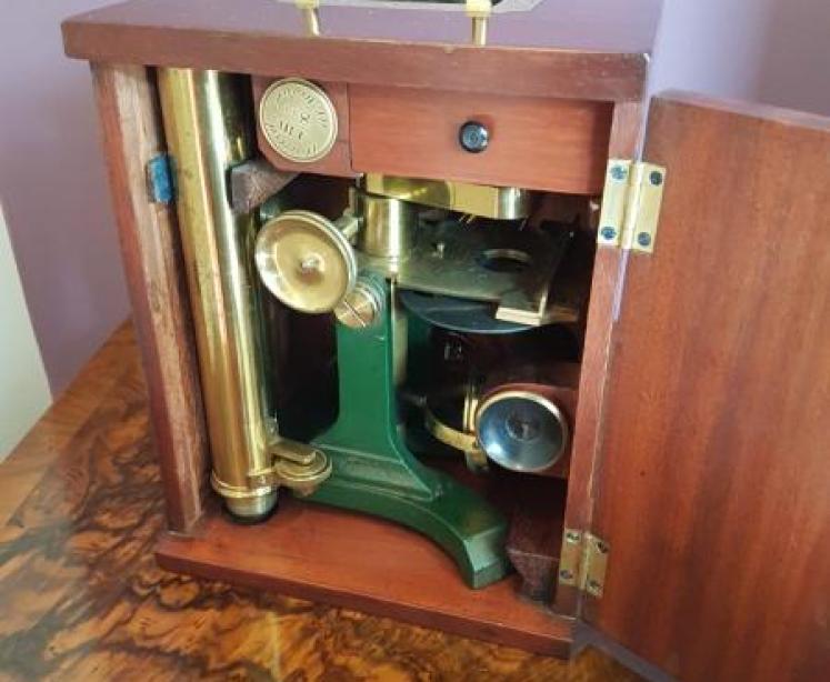 Antique Microscope in Original Mahogany Case - Image 1