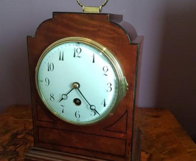 Quality Edwardian Ebony Inlaid Mahogany Mantel Clock - Image 1