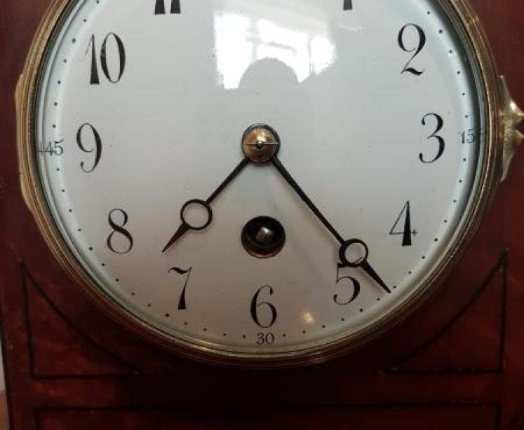 Quality Edwardian Ebony Inlaid Mahogany Mantel Clock - Image 2