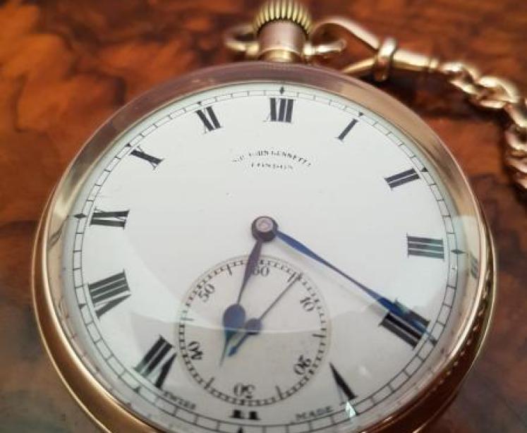   George V 9ct Gold Pocket Watch and Albert - Image 3