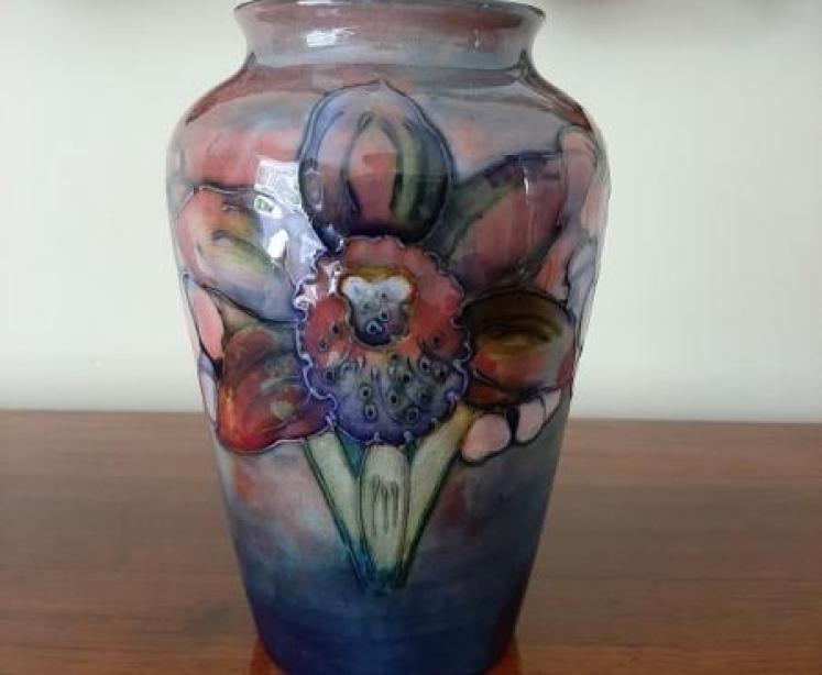 Moorcroft Slipper Orchid Flambe Glazed Vase - Image 1