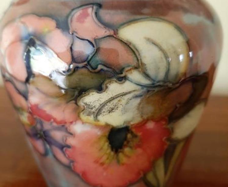Moorcroft Slipper Orchid Flambe Glazed Vase - Image 3