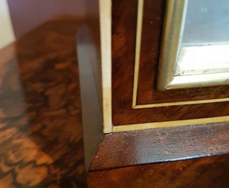 Edwardian Figured Mahogany Lancet Top Quarter Striking Mantel Clock - Image 5