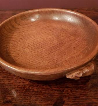 Thompsons of Kilburn Adzed Oak Mouseman Nut Bowl 
