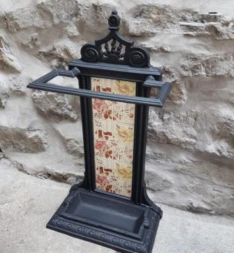 Victorian Cast Iron Tiled Back Stick Stand 