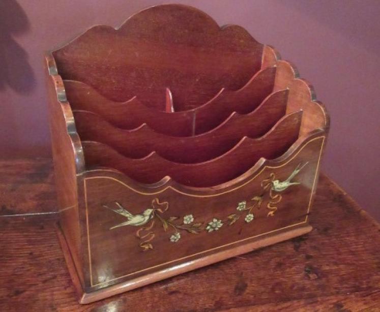 Edwardian Antique Inlaid Letter Rack - Image 1