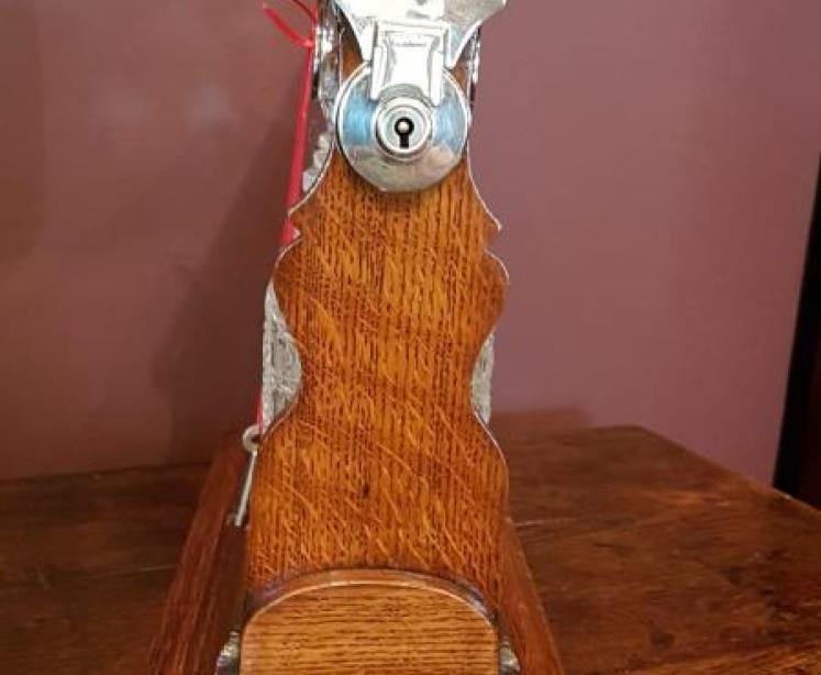 Antique Victorian Jockeys Cap 3 Bottle Tantalus - Image 3