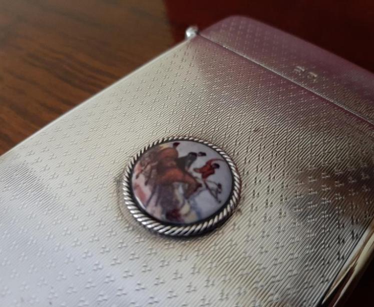 Fine Antique Silver & Enamel Hunting Scene Card Case - Image 2