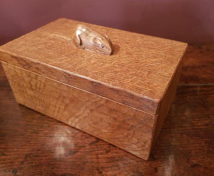 Old Mouseman Adzed Oak Box  - Image 1