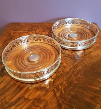 Rare Pair of Antique Victorian Silver Magnum Bottle Coasters