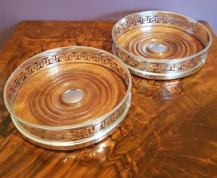 Rare Pair of Antique Victorian Silver Magnum Bottle Coasters - Image 1