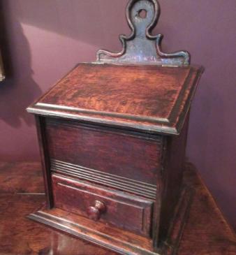 George III Antique Oak Candle & Salt Box