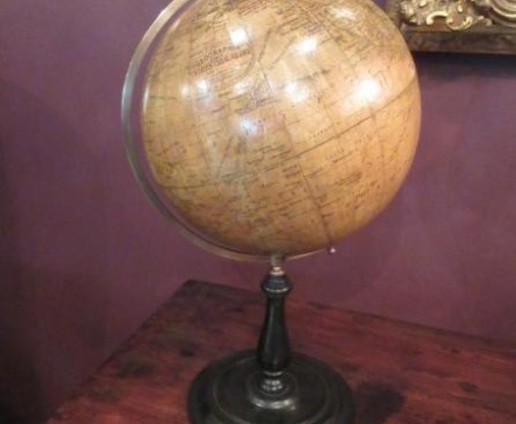 Antique 8" Papier Mache Geographia Terrestrial Globe - Image 1