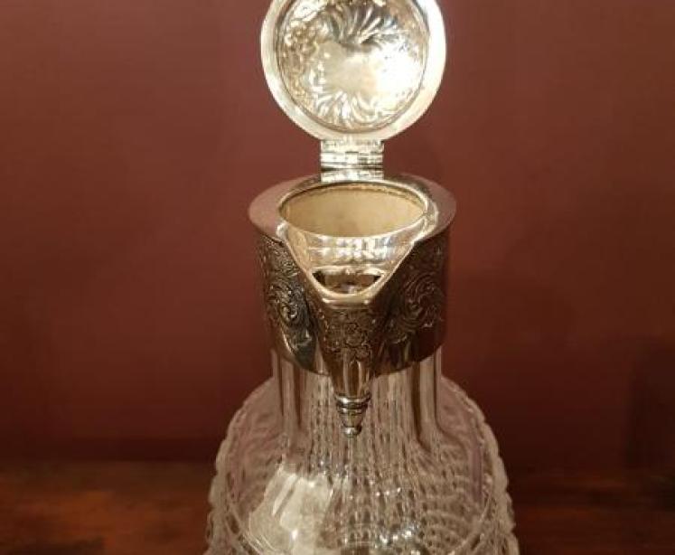 Victorian Cut Crystal and Silver Plated Mount Claret Jug - Image 2