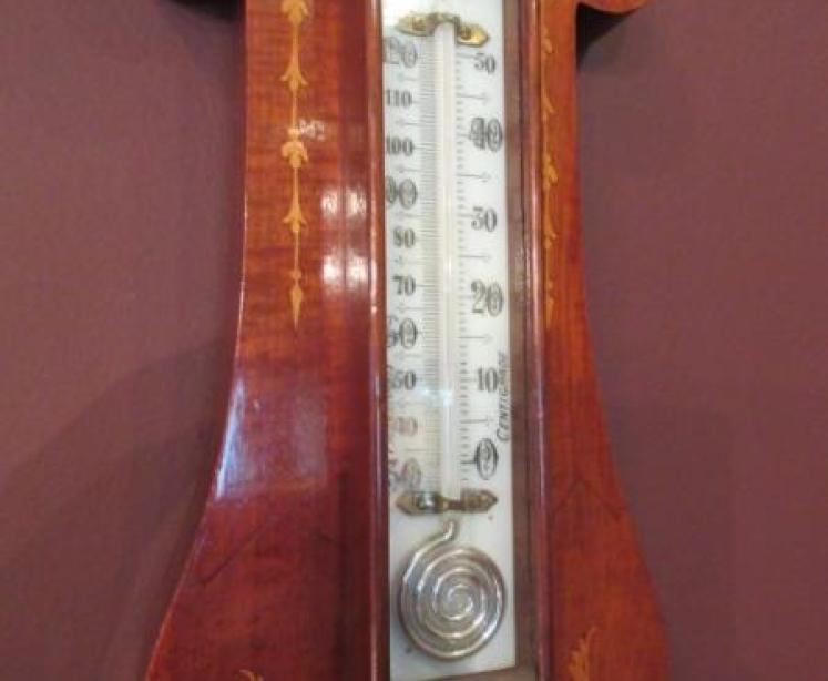 Antique Sheraton Inlaid London Banjo Barometer - Image 2