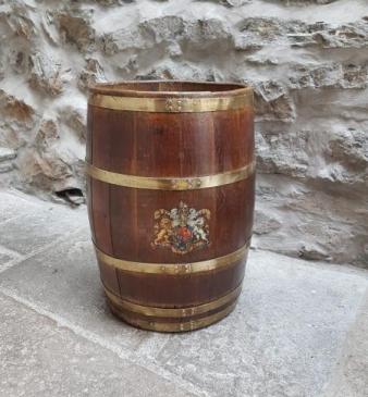 Victorian Oak Brass Bound Royal Coat of Arms Stick Stand