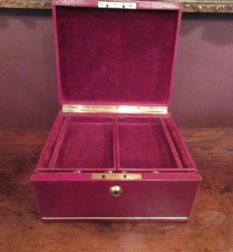 Victorian Antique Leather Bound Jewellery Box